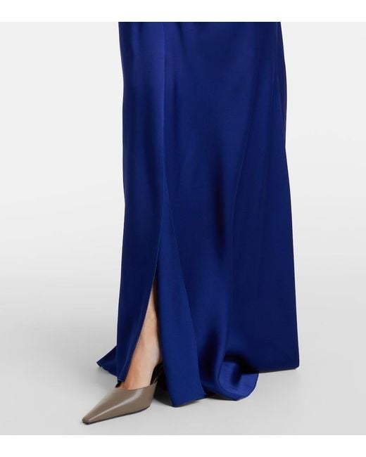 Victoria Beckham Blue Gathered Crepe Satin Gown