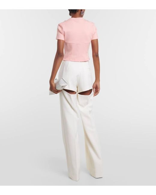 Camiseta De Jersey Adornada Area de color Pink