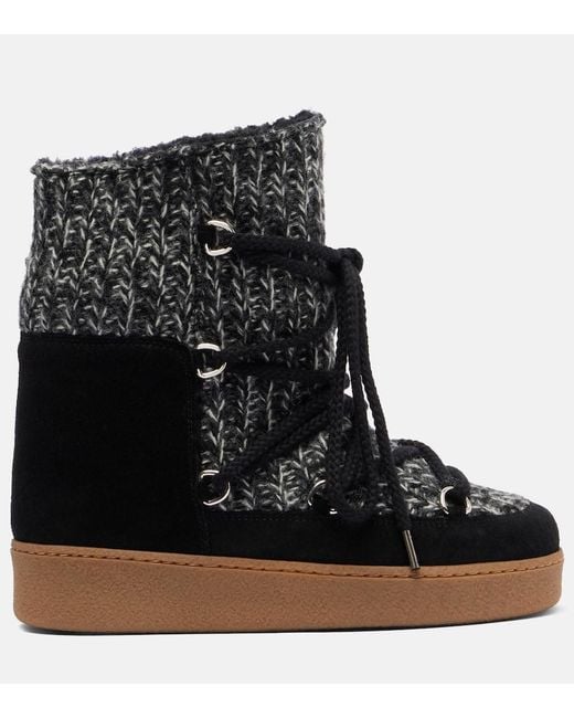 Isabel Marant Black Suede-Trimmed Snow Boots