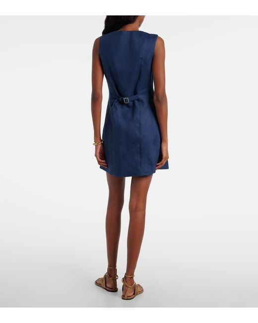 Vestido Corto Sabine De Lino Posse de color Blue