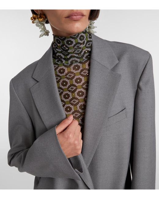 Dries Van Noten Gray Wool-Blend Blazer