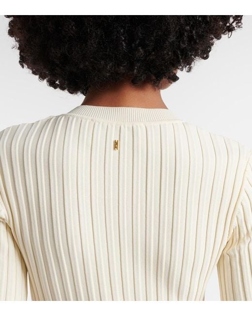 AMI Natural Ribbed-Knit Minidress