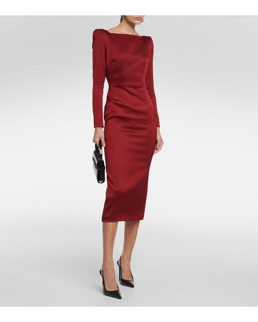 Alex Perry Red Satin Crepe Midi Dress