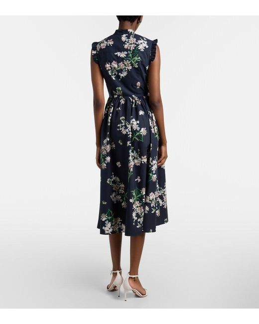 Erdem Blue Floral Cotton Midi Dress