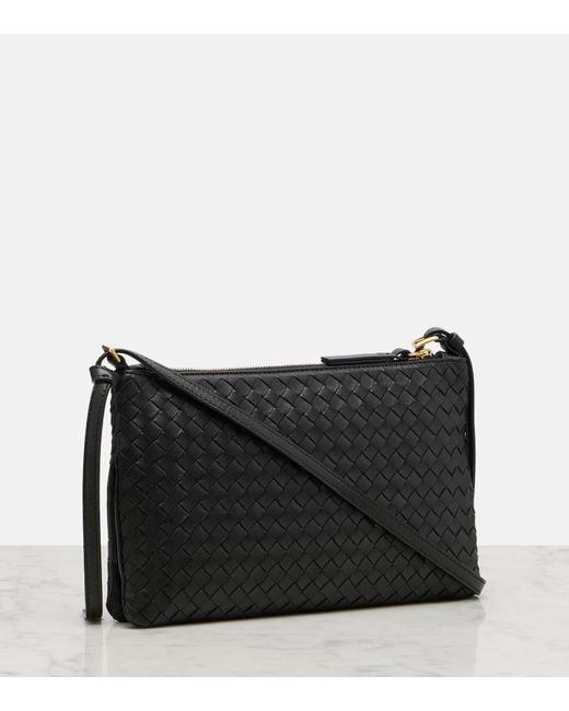 Bottega Veneta Black Piccolo Intrecciato Medium Leather Pouch
