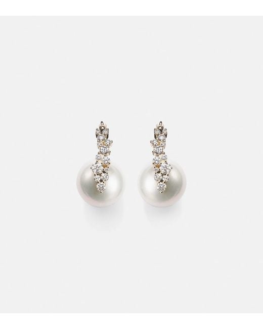 Sydney Evan White Cocktail 14Kt Earrings With Pearls And Diamonds