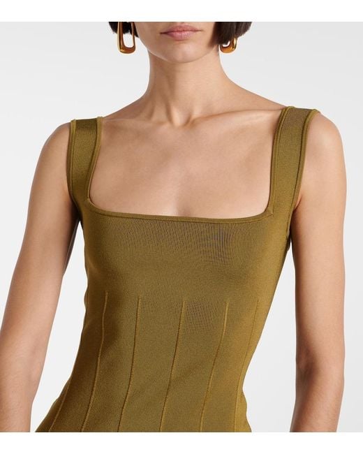 Galvan Green Atalanta Knitted Midi Dress
