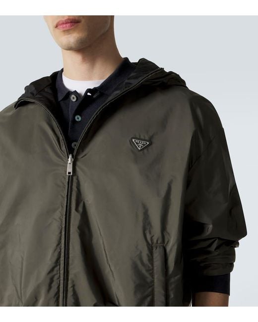 Prada Green Re-Nylon Reversible Leather-Trimmed Jacket for men