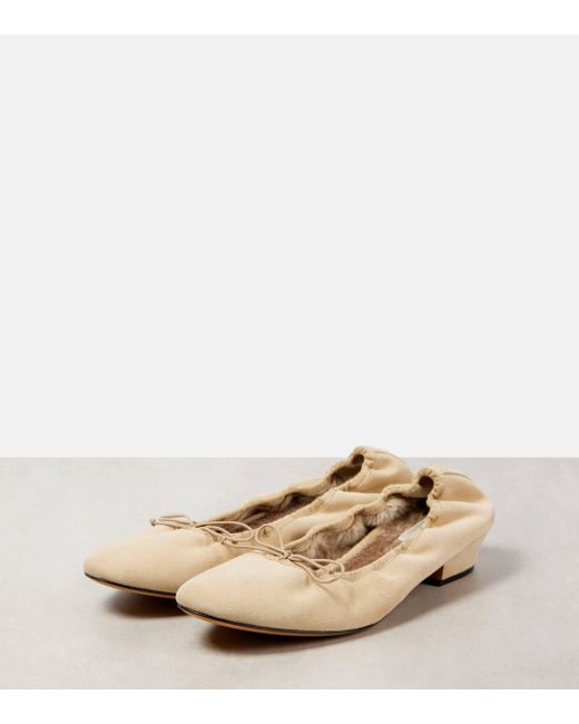 The Row Natural Awar Suede Ballet Flats