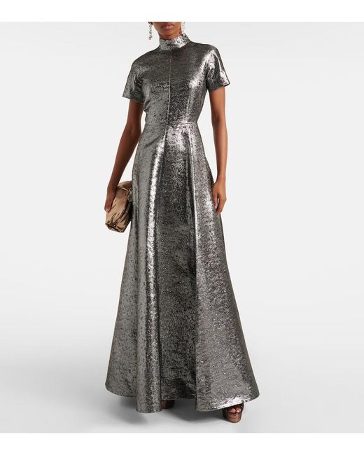 Emilia Wickstead Gray Robe Malinda Aus Jacquard