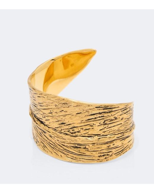 Saint Laurent Metallic Willow Leaf Cuff Bracelet