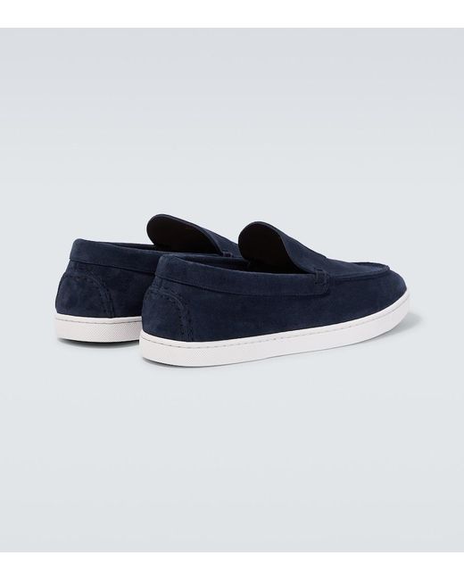 Christian Louboutin Blue Varsiboat Logo-Embossed Leather Boat Shoes for men