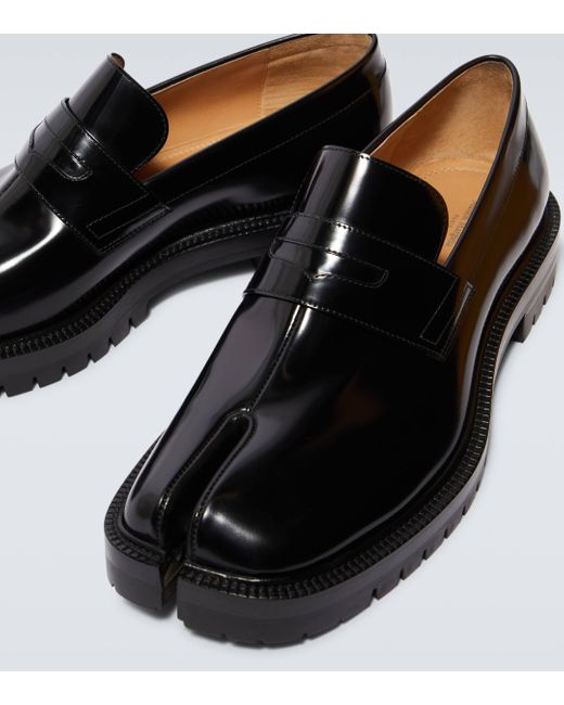 Maison Margiela Black Tabi Patent Leather Loafers for men