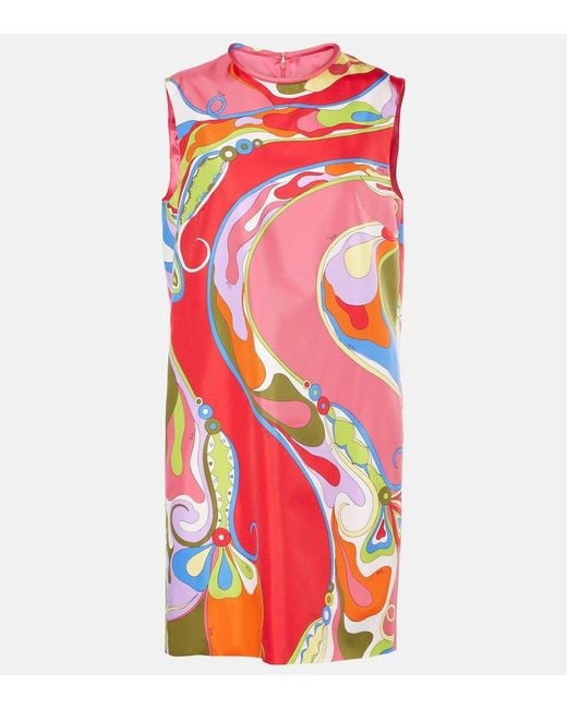 Emilio Pucci Red Orchidee Silk Twill Minidress