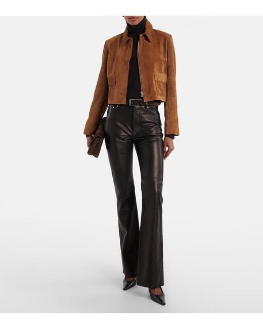 Nour Hammour Brown Bleeker Cropped Suede Jacket