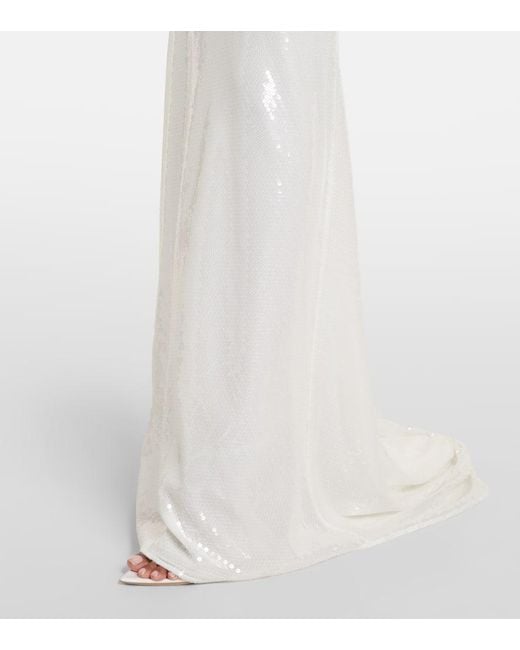 Alex Perry White Bridal Sequined Gown