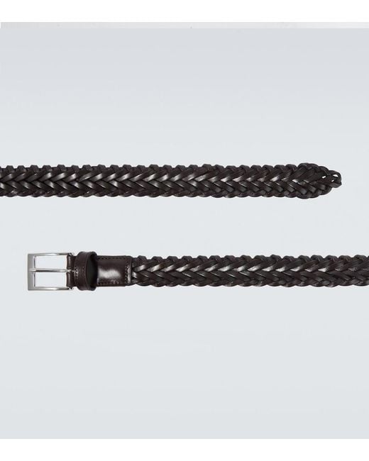 Lardini Black Braided Leather Belt for men