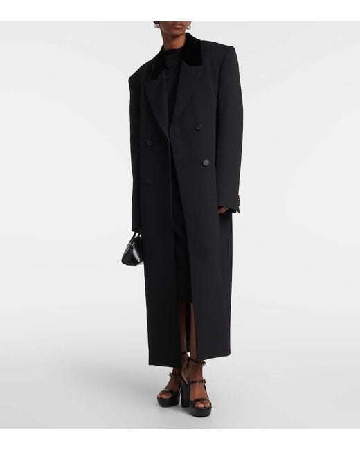 Abrigo de lana con ribete de terciopelo Givenchy de color Black