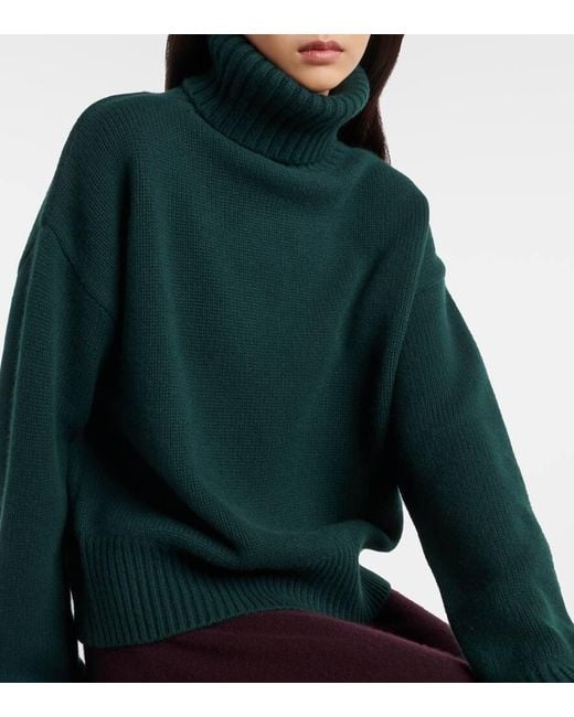 Extreme Cashmere Green Rollkragenpullover Crop Xtra Aus Kaschmir