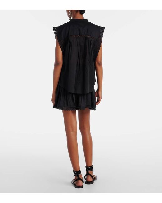 Isabel Marant Black Top Grecia Aus Baumwolle Mit Spitze