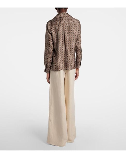 Max Mara Natural Oro Linen And Silk Wide-Leg Pants
