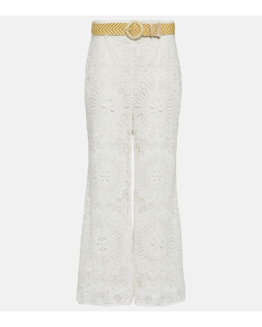 Zimmermann White Chintz Doily Lace Pants