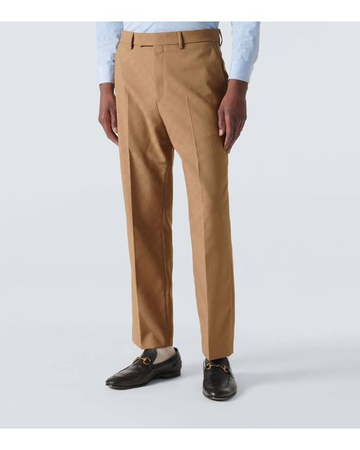 Pantaloni regular in jacquard GG di Gucci in Natural da Uomo