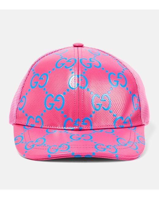 Gucci GG Leather Baseball Cap in Pink Lyst