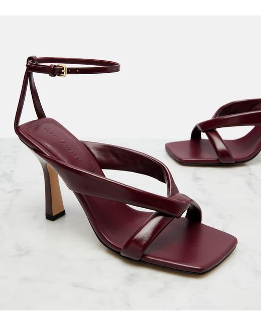 Bottega Veneta Red Riva 90 Leather Sandals