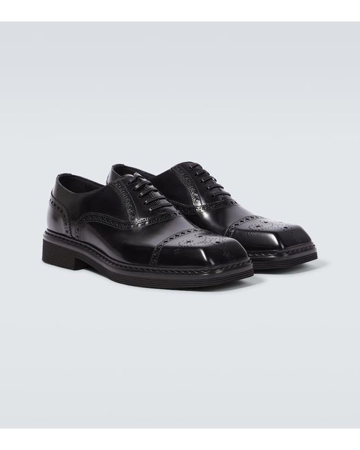 Dolce & Gabbana Black Square-Toe Leather Derby Shoes for men
