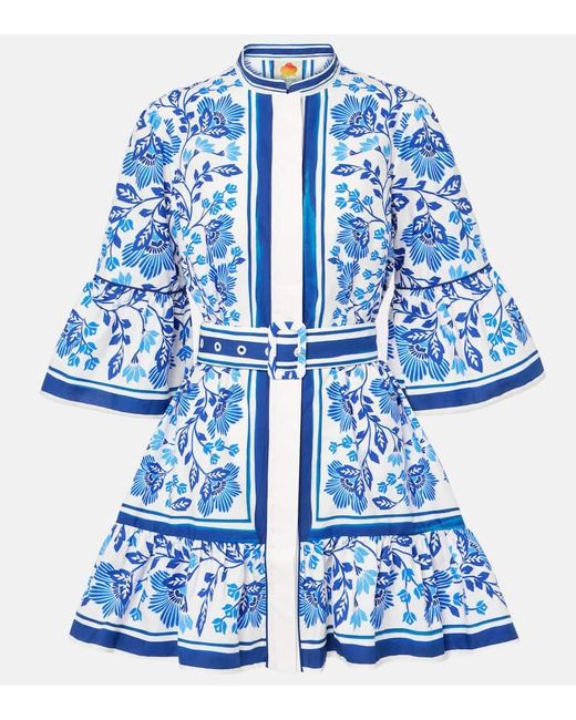 Farm Rio Blue Printed Cotton Minidress