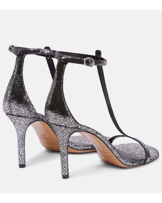 Isabel Marant Black Einari Metallic Leather Sandals