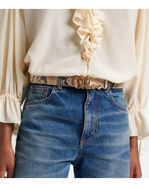 Chloé Natural Iconic Snake-Effect Leather Belt
