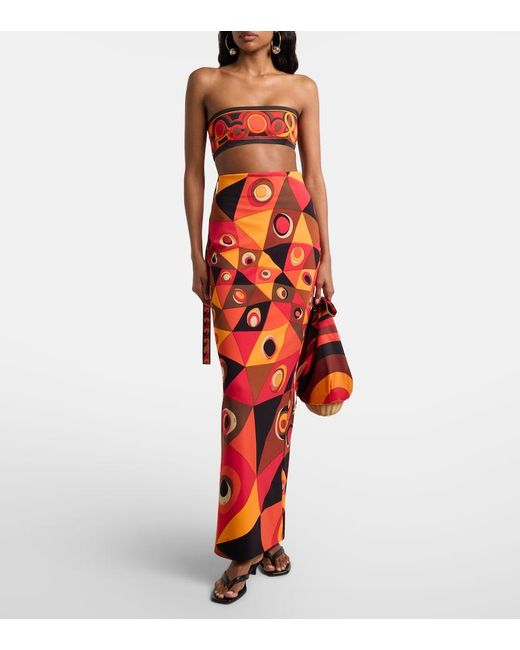 Emilio Pucci Red Occhi Jersey Maxi Skirt