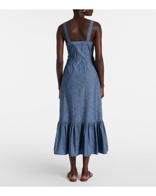 Polo Ralph Lauren Blue Cotton Chambray Maxi Dress