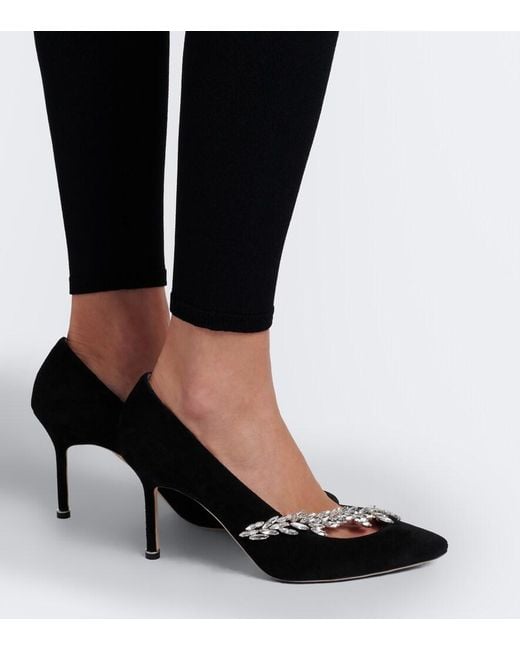 Balenciaga Black X Manolo Blahnik Embellished Suede Pumps