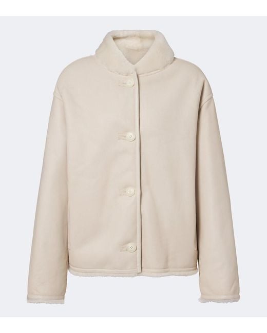Yves Salomon Natural Shearling-Trimmed Leather Jacket