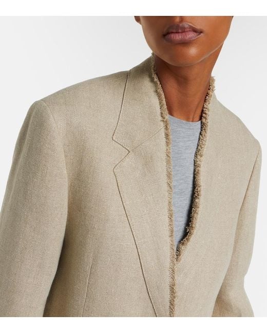Totême Natural Frayed Linen Blazer