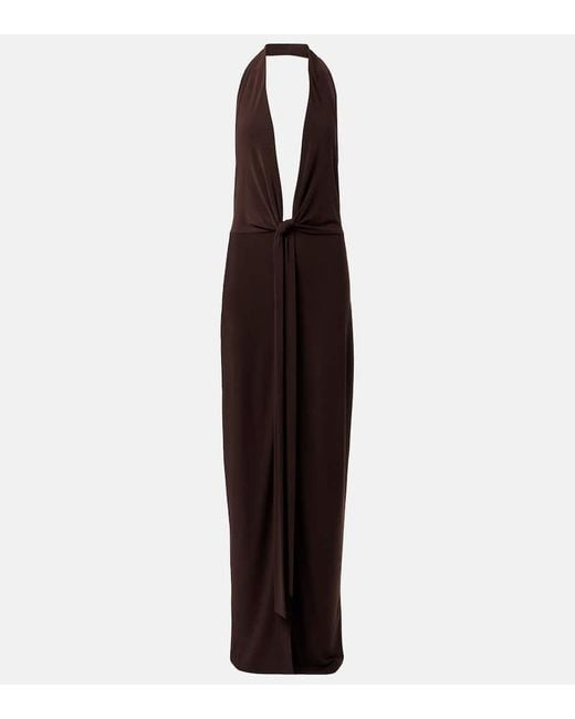 Vestido Largo De Jersey Con Cuello Halter Norma Kamali de color Purple