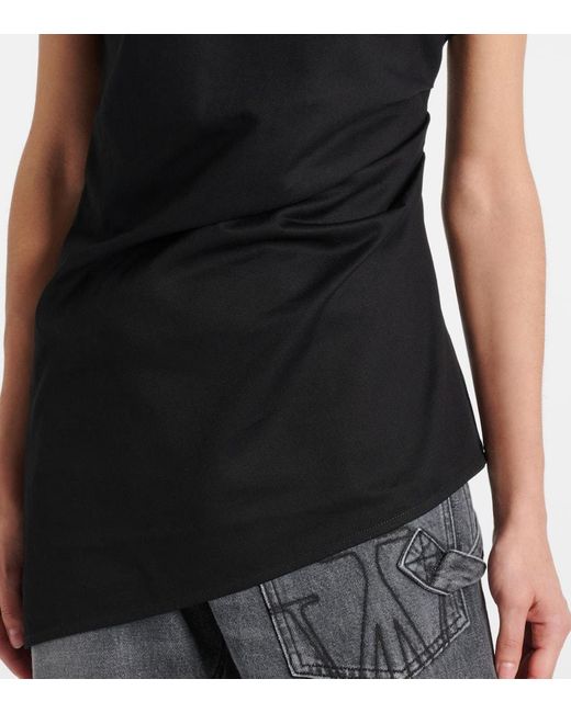 J.W. Anderson Black Lace-Trimmed Asymmetric Cotton Top