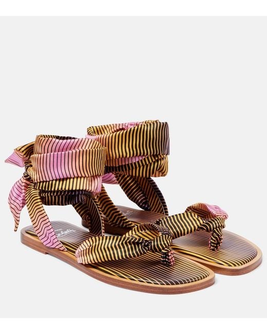 Christian Louboutin Brown Nilo Du Desert Silk Sandals