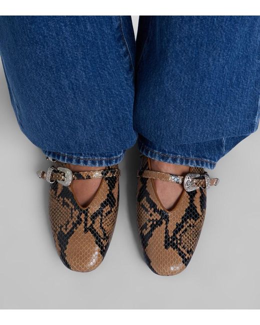 Le Monde Beryl Classic Claudia Leather Mary Jane Flats in Brown | Lyst UK