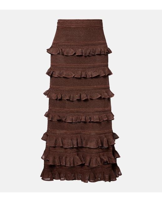 Zimmermann Brown Hypnotic Ruffled Maxi Skirt