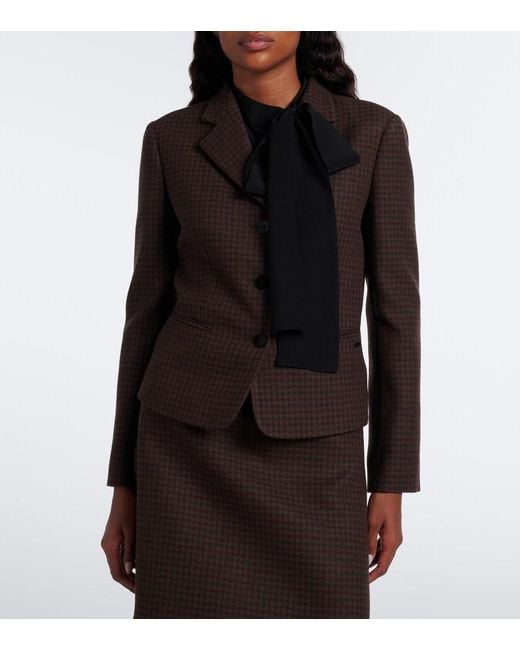 Gucci Brown Houndstooth Wool-Blend Blazer