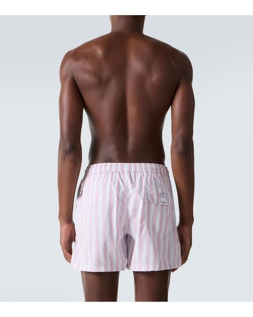 Fedeli Pink Madeira Striped Swim Trunks for men