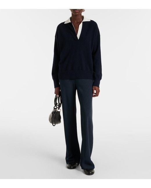 Vince Blue Wool And Cashmere-Blend Polo Sweater
