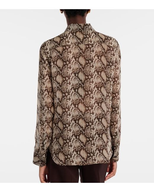 Nili Lotan Brown Gaia Snake-Print Silk Shirt