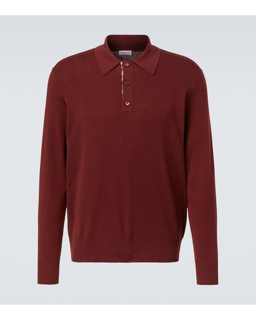 Burberry Red Wool Polo Sweater for men
