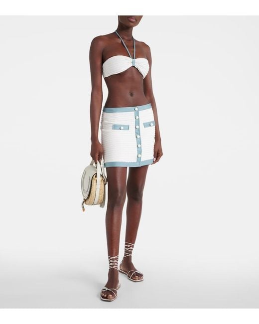 Adriana Degreas Blue Jacquard Miniskirt
