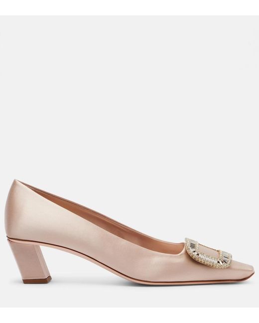 Roger Vivier Brown Belle Vivier 45 Embellished Satin Pumps